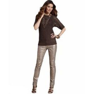 Chico’s Platinum Denim Size 2 Snakeskin Metallic Animal Print Slim Leg Jeans